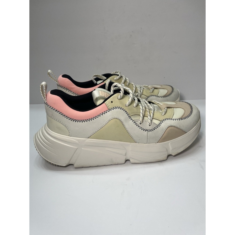 UGG Calle Lace Chunky Sneakers Treadlite Nubuck Straps Cream Pink Women's 9